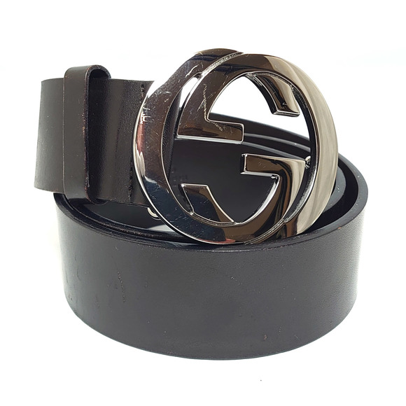 Gucci GG Belt 037, 2194, 1238 Dark Brown Leather Men's and Women's - Picture 1 of 8